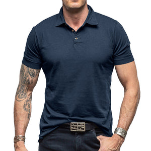 Camiseta tipo polo de manga corta de color liso para hombre
