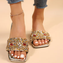 Cargar imagen en el visor de la galería, Women&#39;s Slippers Fashion Rhinestone Sequins Flat One-word Casual Cool
