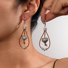 Load image into Gallery viewer, Vintage Earrings Ethnic Style Antique Silver Flower Turquoise Rope Pendant Women's Jewelry
