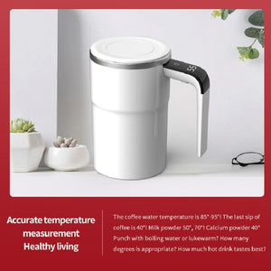 Automatic Coffee Stirring Cup, Stainless Steel Self-Stirring Coffee Cup With Lid, Auto Stir & Heating Feature, LED Intelligent Display Temperature