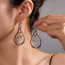 Load image into Gallery viewer, Vintage Earrings Ethnic Style Antique Silver Flower Turquoise Rope Pendant Women's Jewelry
