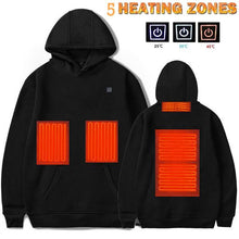 Cargar imagen en el visor de la galería, New Outdoor Electric USB Heating Sweaters Hoodies Men Winter Warm Heated Clothes Charging Heat Jacket Sportswear
