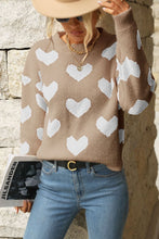 Load image into Gallery viewer, Heart Pattern Dropped Shoulder Sweater
