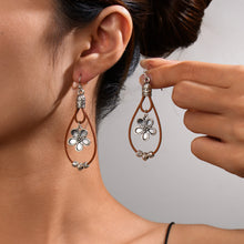 Load image into Gallery viewer, Vintage Earrings Ethnic Style Antique Silver Flower Turquoise Rope Pendant Women's Jewelry
