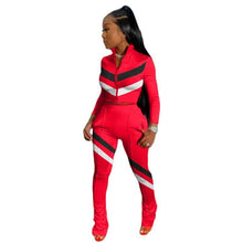 Load image into Gallery viewer, Leisure stitching sports suit two-piece suit
