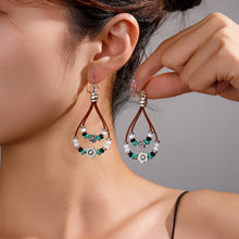 Load image into Gallery viewer, Vintage Earrings Ethnic Style Antique Silver Flower Turquoise Rope Pendant Women's Jewelry

