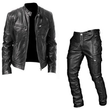 Load image into Gallery viewer, Leather Coat Leather Pants Two-piece PU Casual
