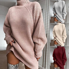 Cargar imagen en el visor de la galería, Solid Turtleneck Long Sweater Winter Warm Women Sweater Dress
