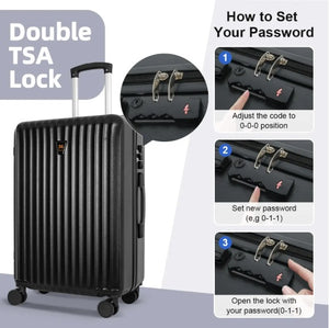 3pcs Luggage Set   Lightweight Hard Shell Suitcase Set With Double Spinner Wheels, Large Capacity, Includes 3pc U-Shaped Travel Pillow Set, Perfect For Business  Family Trips