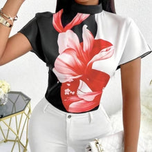Load image into Gallery viewer, Women&#39;s New Small Stand Up Collar Loose Fit Comfortable And Elegant Temperament Floral Print Top
