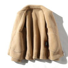 Load image into Gallery viewer, Fur Integrated Fleece-lined Padded Lapel Plus Size Leather Coat
