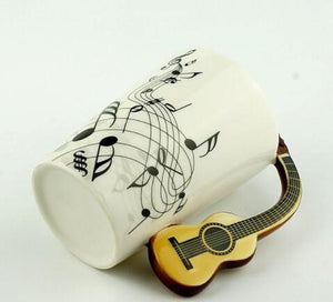 Creative Music Violin Style Guitar Ceramic Mug Coffee Tea Milk Stave Cups With Handle Coffee Mug Novelty Gifts