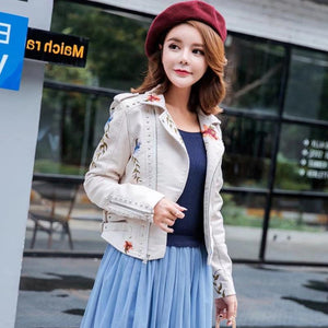 Punk Faux Leather White Jacket Women