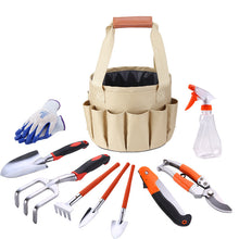 Load image into Gallery viewer, Mini Bonsai Tools Gardening Hand Tools Kit with Tote Bag Elbow Branch Nail Rake Spade Spraying Pot for Gardeners
