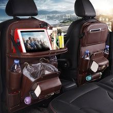 Load image into Gallery viewer, PU Leather Car Storage Bag Multifunction Seat Back Tray Hanging Bag Waterproof Car Organizer Automotive Interior Accessories
