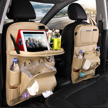 Load image into Gallery viewer, PU Leather Car Storage Bag Multifunction Seat Back Tray Hanging Bag Waterproof Car Organizer Automotive Interior Accessories
