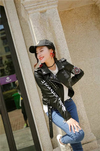 New Women Autumn Winter Faux Soft Leather Jackets Coats Lady Black