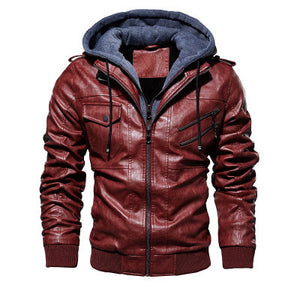 Chaqueta de cuero para motocicleta de moda de invierno para hombre, chaquetas de PU con cremallera oblicua y corte entallado, abrigos de motociclista de cuero para hombre de otoño, ropa de calle cálida