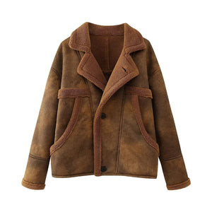 Brown Maillard Blooming Fur Coat Jacket