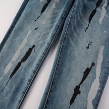 Load image into Gallery viewer, Trendy Jeans Graffiti Flowing Splash Ink Ripped Jeans Stretch Slim Denim
