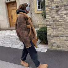 Cargar imagen en el visor de la galería, Brown Maillard Blooming Fur Coat Jacket
