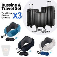Cargar imagen en el visor de la galería, 3pcs Luggage Set   Lightweight Hard Shell Suitcase Set With Double Spinner Wheels, Large Capacity, Includes 3pc U-Shaped Travel Pillow Set, Perfect For Business  Family Trips
