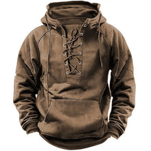 Cargar imagen en el visor de la galería, Ins Lace-up Hoodie Casual Sports Pocket Sweatshirt Men's Long-sleeved Top Clothing
