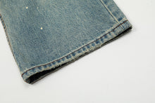 Load image into Gallery viewer, High Street Hole Splash-ink Straight Slightly Flared Washed Worn Jeans
