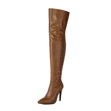 Load image into Gallery viewer, Pointed-toe Back-zip Stiletto-heel Leg-slimming Over-the-knee Patent Leather Boots
