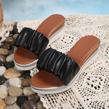 Cargar imagen en el visor de la galería, Pleated Slippers Summer Fashion Wedge Sandals For Women Outdoor Slides Simple Thick-soled Beach Shoes
