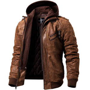 Chaqueta de cuero para motocicleta de moda de invierno para hombre, chaquetas de PU con cremallera oblicua y corte entallado, abrigos de motociclista de cuero para hombre de otoño, ropa de calle cálida