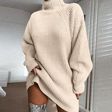 Cargar imagen en el visor de la galería, Solid Turtleneck Long Sweater Winter Warm Women Sweater Dress
