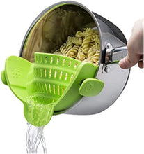 Cargar imagen en el visor de la galería, Silicone Pot Strainer Adjustable Silicone Clip On Strainer For Pots Pans And Bowls Kitchen Pot Strainer Hand Held Pot Drainer Fruit Washing Filter For Noodles Pasta Veggies
