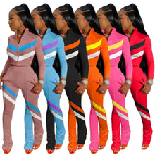 Load image into Gallery viewer, Leisure stitching sports suit two-piece suit
