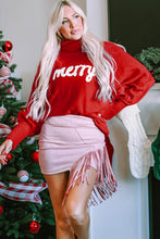 Load image into Gallery viewer, Double Take Full Size Merry Christmas Turtleneck Long Sleeve Sweater
