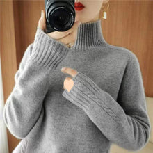 Load image into Gallery viewer, Autumn And Winter New Trendy Semi-high Collar Sweater Women&#39;s Solid Color Knitted Bottoming Shirt
