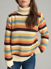 Load image into Gallery viewer, Contrast Stripes Turtleneck Long Sleeve Sweater
