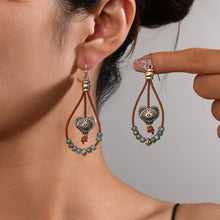 Load image into Gallery viewer, Vintage Earrings Ethnic Style Antique Silver Flower Turquoise Rope Pendant Women's Jewelry
