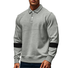 Cargar imagen en el visor de la galería, Fashion Long-sleeved Lapel Polo Shirt With Button Men&#39;s Loose Casual Sports Top Fall Spring Clothing
