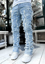 Load image into Gallery viewer, Ins Fringes Ripped Trousers Individual Patched Pants Long Tight Fit Stacked Jeans For Mens Clothing
