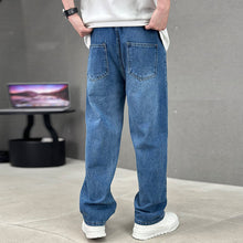 Cargar imagen en el visor de la galería, Fashion Pockets Jeans Men's Wide-leg Straight Trousers Versatile Casual Long Pants Streetwear Clothing
