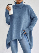 Load image into Gallery viewer, Irregular Turtleneck Sweater Winter Loose Long Sleeve Knitted Tops Leisure Warm Pullover Sweater Women&#39;s Clothing
