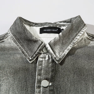 Heavy Industry Distressed Dirty Denim Shirt For Men