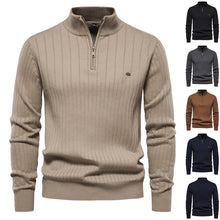 Load image into Gallery viewer, Half-zipper Pullover Sweater Men's Fashion Casual Stand Collar Long-sleeved Knitted Tops Fall Winter Clothing
