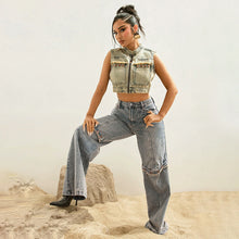 Cargar imagen en el visor de la galería, Y2k Baggy Wide Leg Jeans Women Vintage Streetwear Washed Denim Pants Grunge Basic Slouchy Trousers
