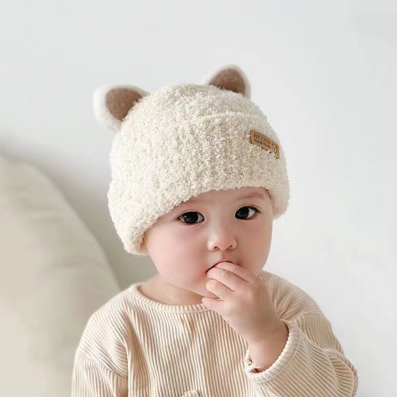 Gorro infantil de peluche de punto con dibujos animados