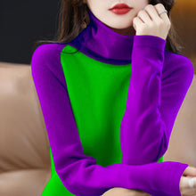 Cargar imagen en el visor de la galería, Women&#39;s Thin Long-sleeved Turtleneck Sweater Loose Knitted Base
