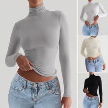 Load image into Gallery viewer, Y2K Slim Turtleneck T-shirt Fashion Casual Long-sleeved Pullover Tight Top Women's Clothing
