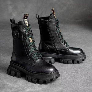 Women's Thick-soled High-top With Velvet Martin Retro Biker's Ankle Boots