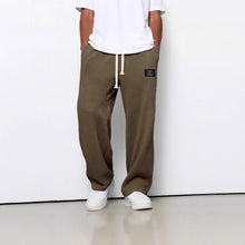 Load image into Gallery viewer, Waffle Straight Pants Fashion Brand Loose Loose  Drawstring Pockets Trousers Casual Men's Clothing

